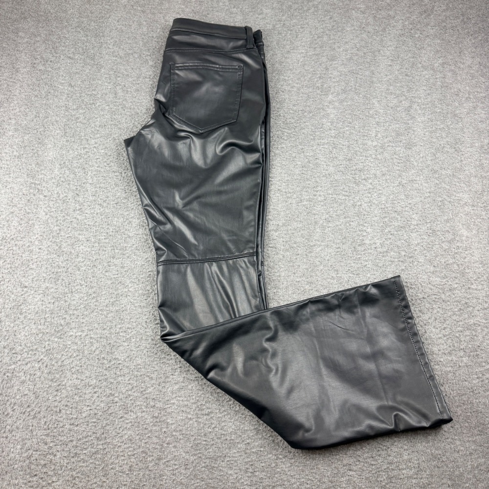 VTG Banana Republic Vegan Leather Bootcut Pants Black 28/6 Faux Leather Trousers